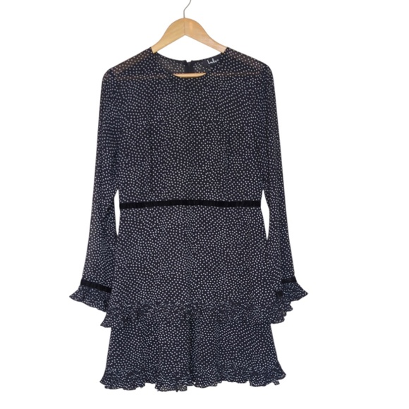 Lulus Black White Polka Dot Long Sleeve Mini Dress - Picture 2 of 9